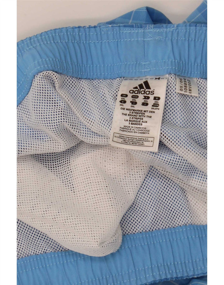 Adidas Short de bain pour homme 2XL Bleu à carreaux Polyester
