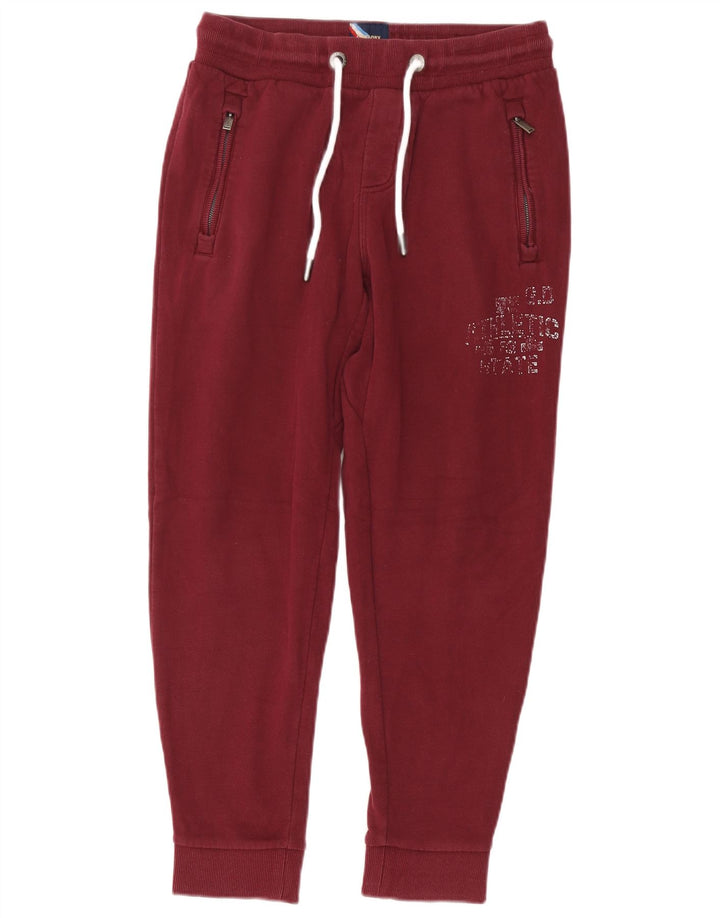 SUPERDRY Pantalon de survêtement graphique pour homme en coton bordeaux moyen