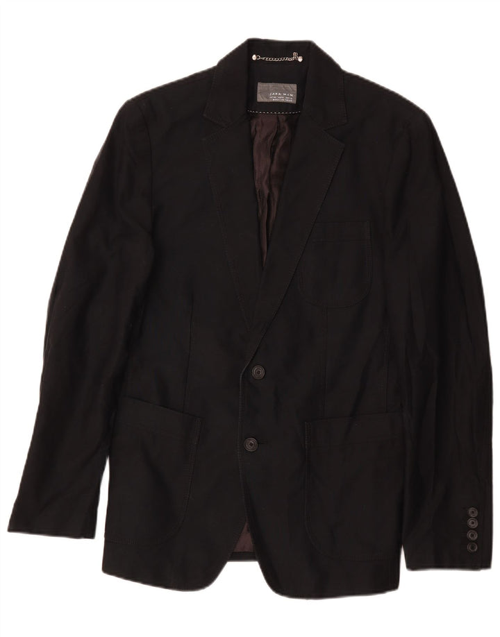 Zara Veste Blazer 2 Boutons Homme EU 46 Petit Bleu Marine
