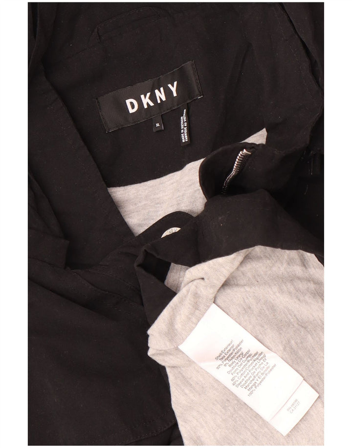 Dkny Manteau imperméable à capuche pour femme UK 18 XL Noir Polyester