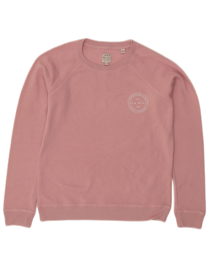 JACK WILLS Sweat-shirt surdimensionné pour femme UK 10 Petit coton rose