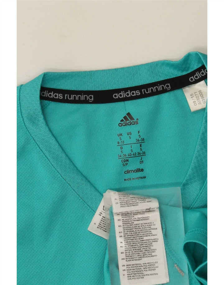 Adidas Climalite T-Shirt Top UK 8/10 Petit Turquoise Polyester