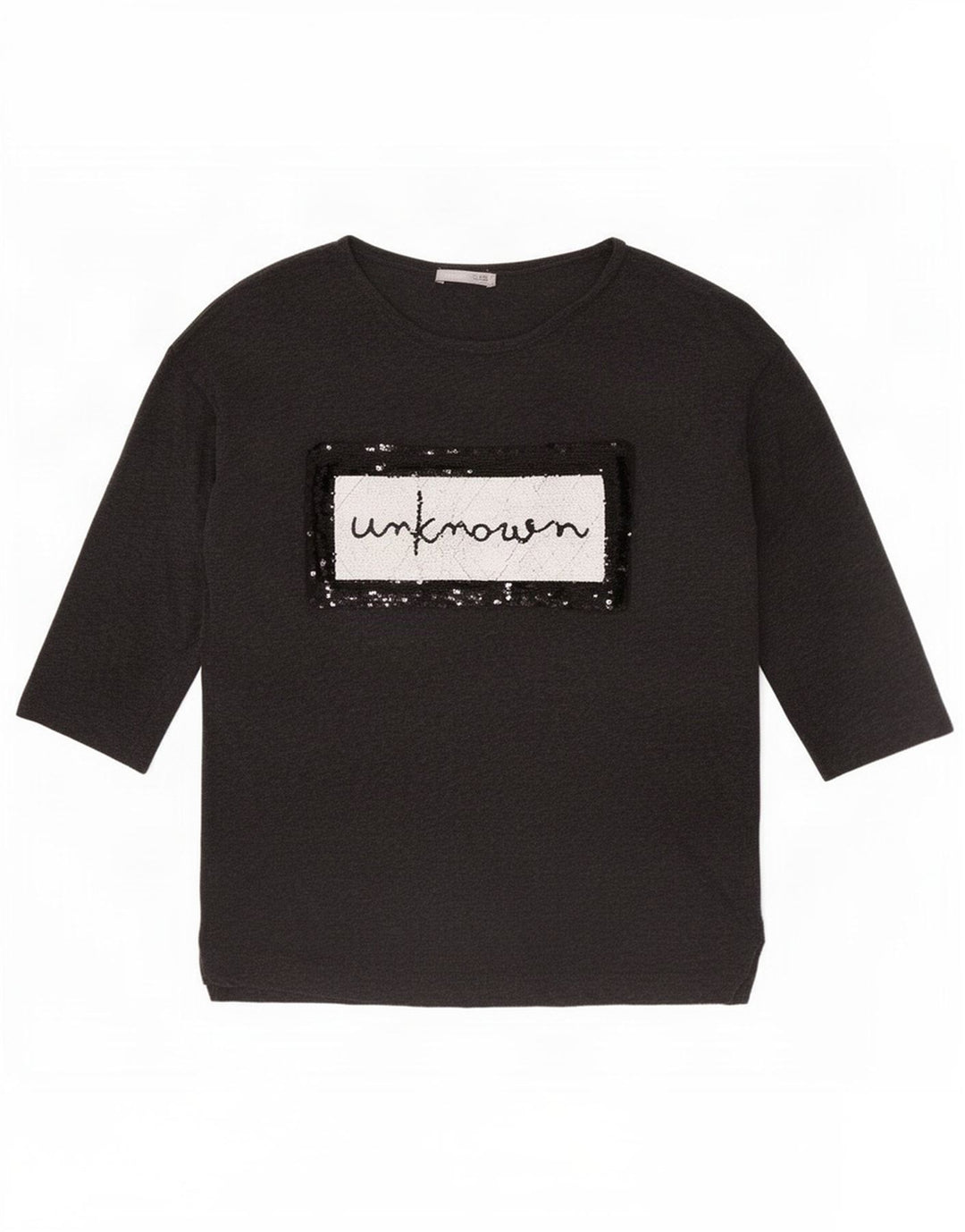 Zara Haut graphique pour femme à manches 3/4 UK 10 Small Gris Lyocell
