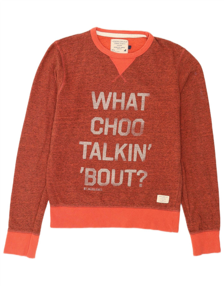 Jack & Jones Sweat-Shirt Graphique Homme Petit Coton Chiné Orange