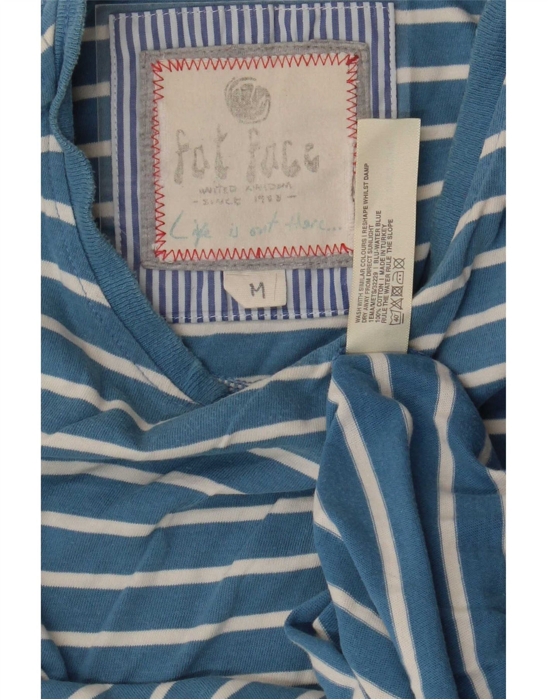 Fat Face T-Shirt Homme Bleu Moyen Rayé Coton