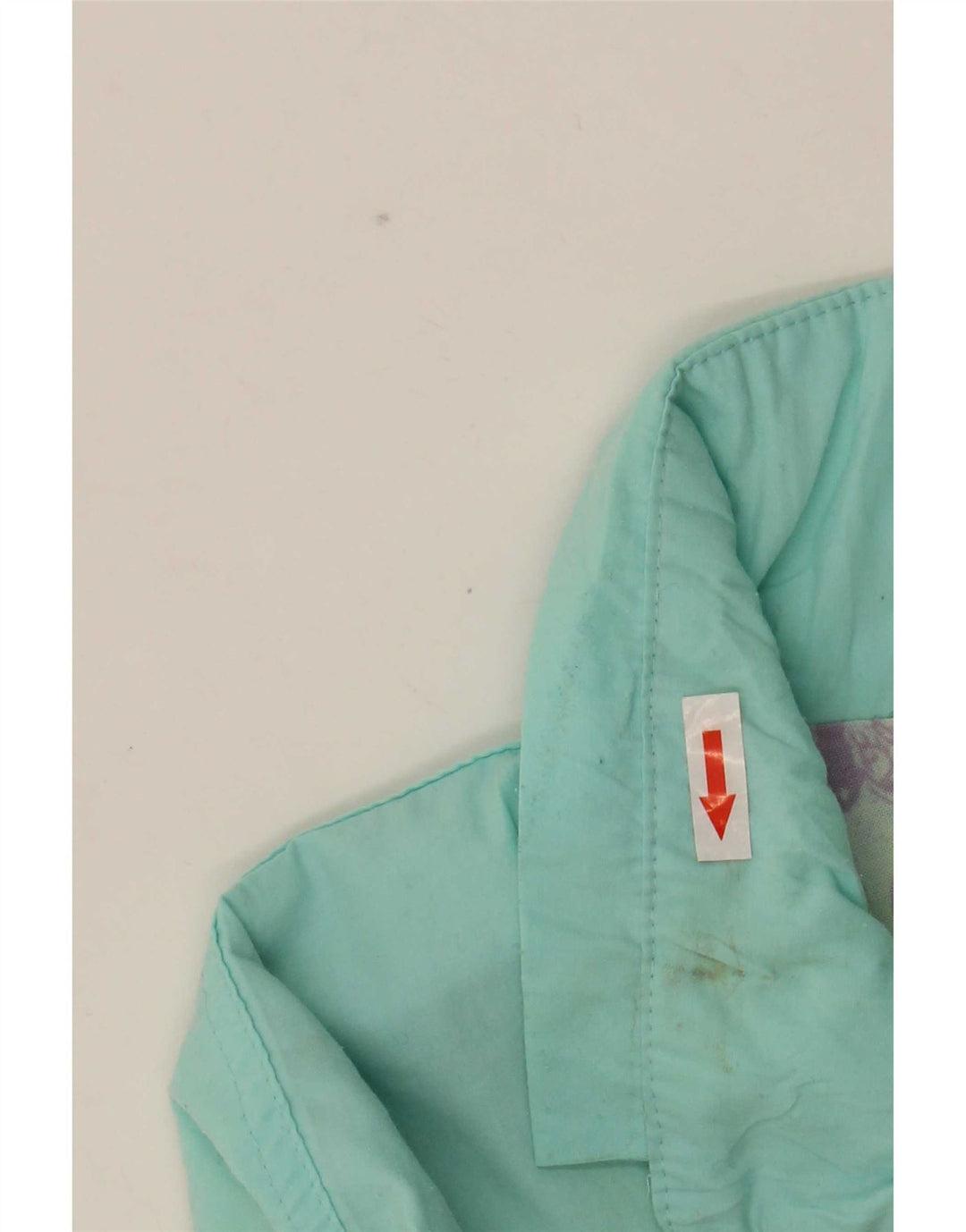 Veste coupe-vent graphique femme vintage UK 16 Grand Polyester Turquoise