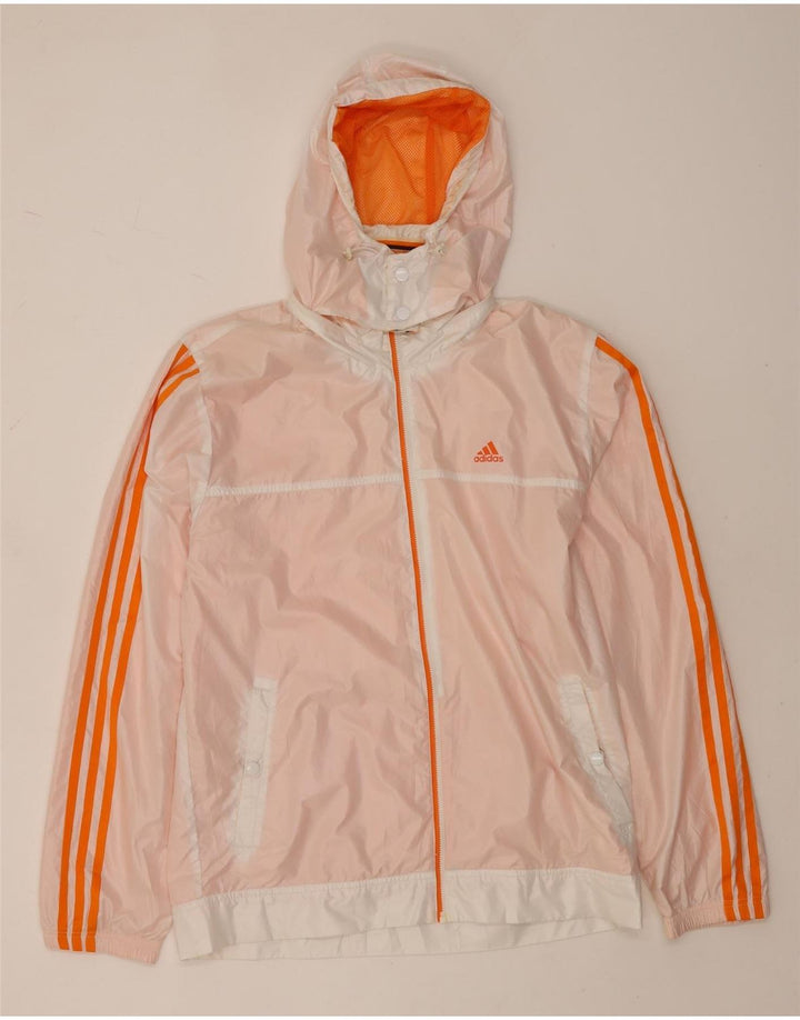 Adidas Veste de pluie à capuche graphique pour homme UK 38 Polyester blanc moyen