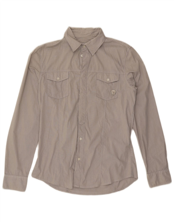 Guess Chemise Homme Gris Moyen En Coton À Rayures