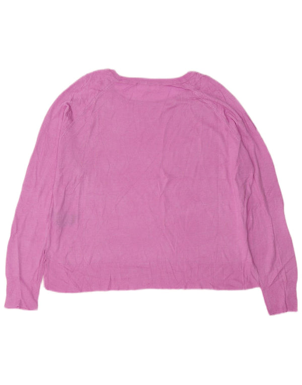 ZARA Pull court à col bateau pour femme UK 14 Viscose lilas moyen