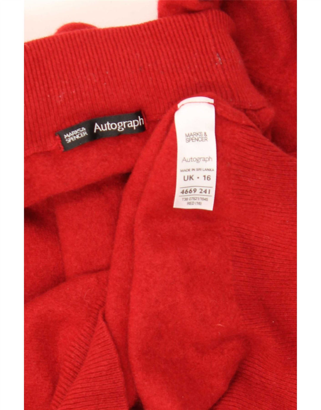 Marks & Spencer Pull court à col roulé pour femme UK 16 Large Rouge