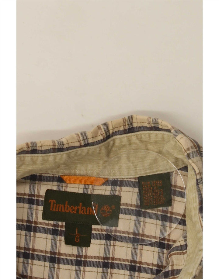 Timberland Chemise Homme Grand Carreau Beige Coton