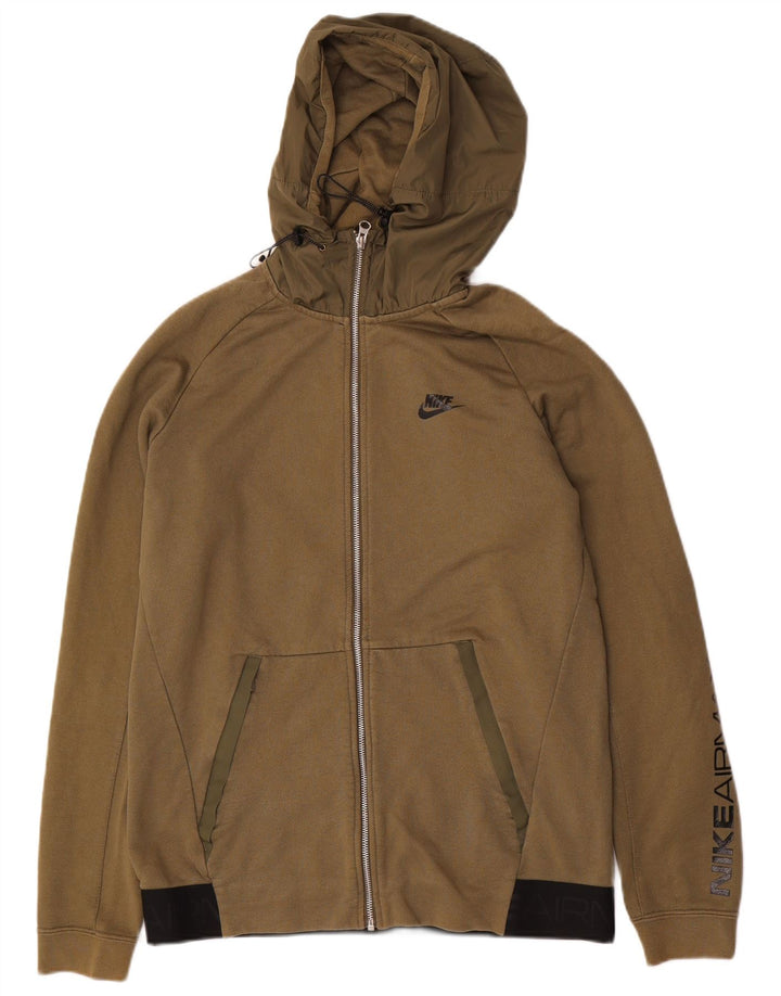Nike Sweat à capuche zippé graphique en coton kaki moyen pour homme