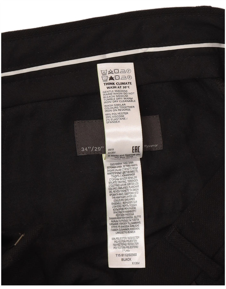 Marks & Spencer Pantalon de Costume Slim Homme W34 L29 Noir Polyester