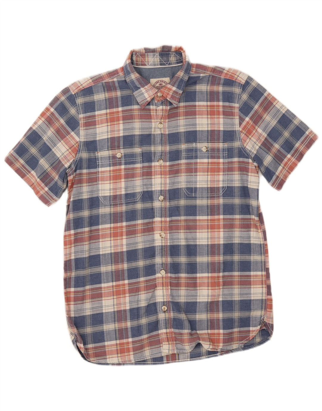 Chemise à manches courtes pour hommes Fat Face en coton à petits carreaux bleus
