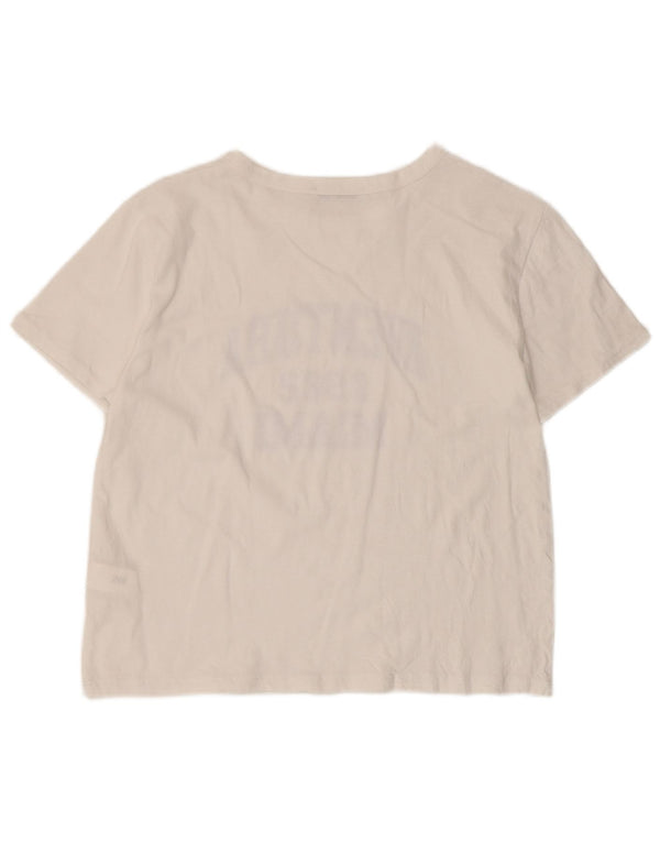 Zara Womens Graphic T-Shirt Top UK 14 Grand Coton Blanc