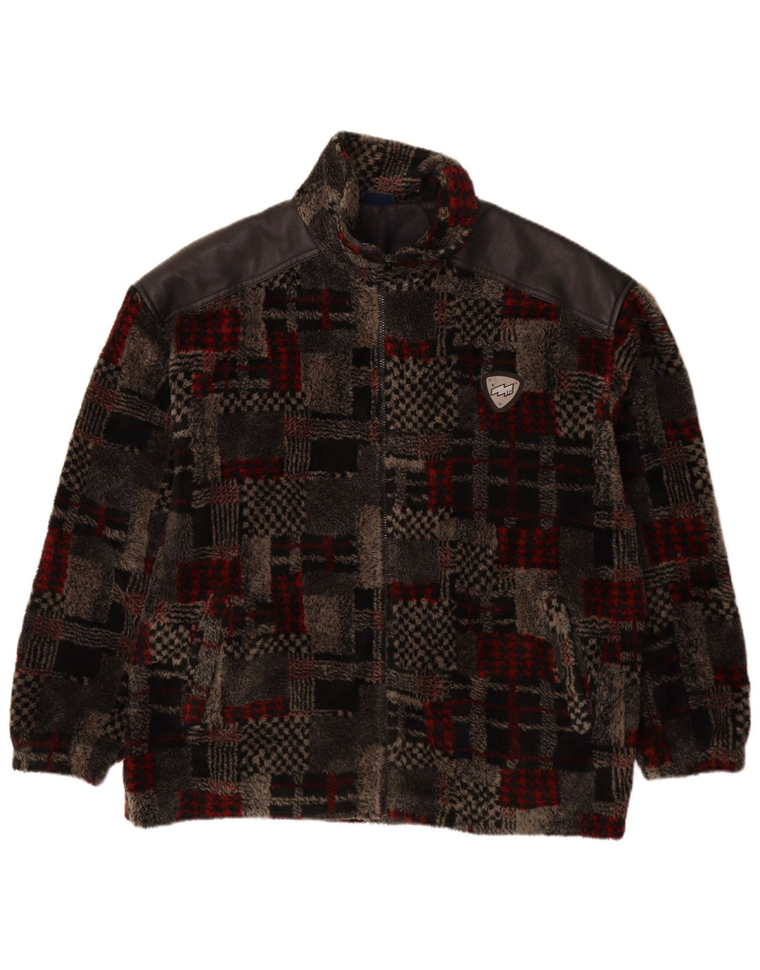 VINTAGE Veste polaire homme UK 44 2XL Gris Patchwork