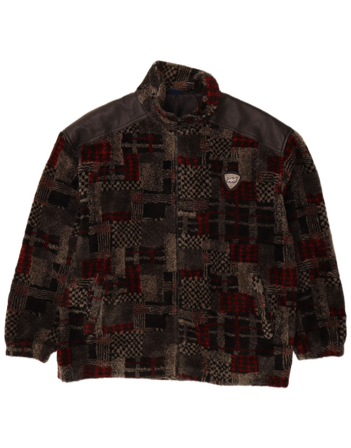 VINTAGE Veste polaire homme UK 44 2XL Gris Patchwork