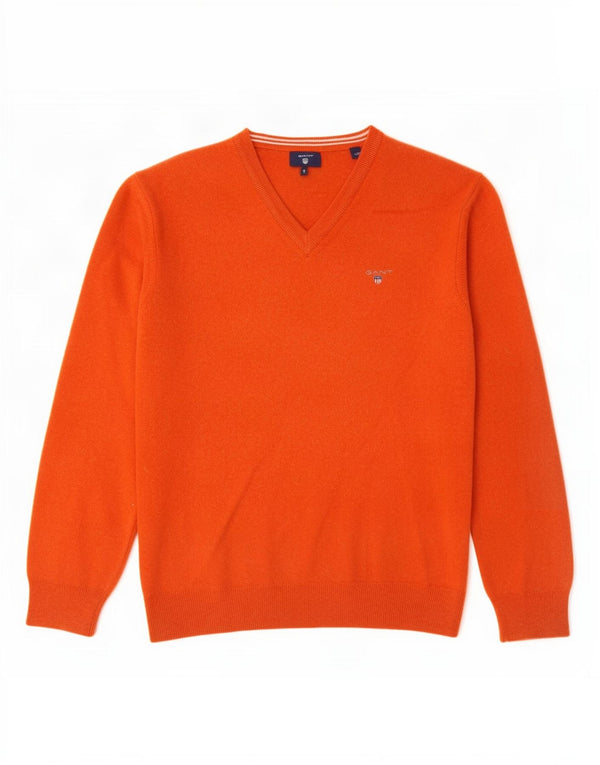 Gant Pull col V pour femme UK 14 Large Orange Laine