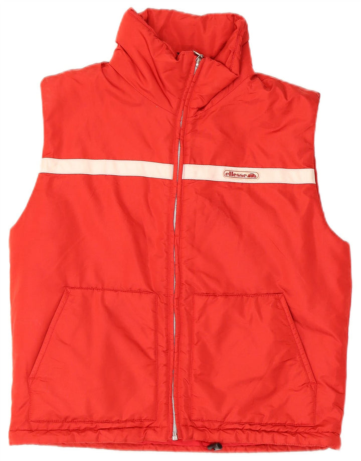 ELLESSE Gilet rembourré surdimensionné pour femme UK 10 Petit Rouge