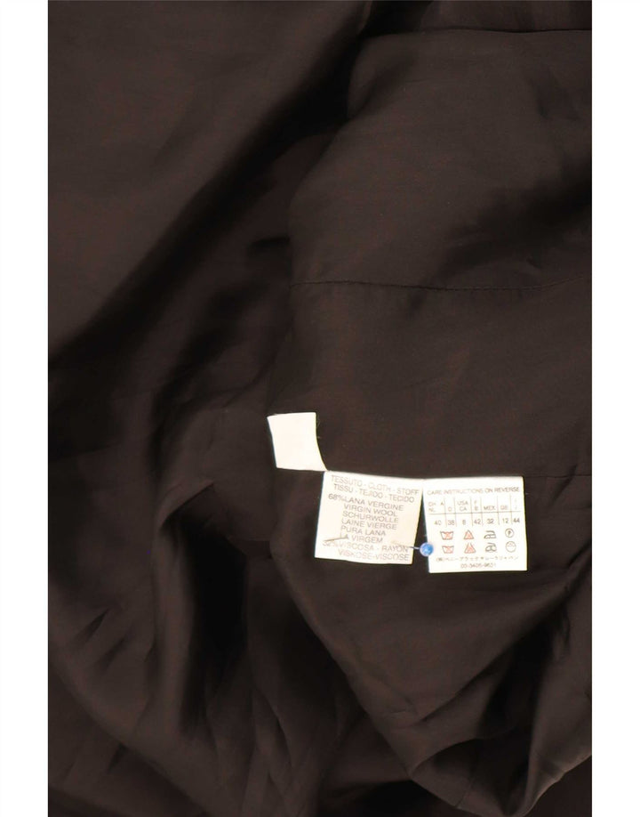 Marella Manteau Femme UK 12 Laine Rayée Noir Moyen