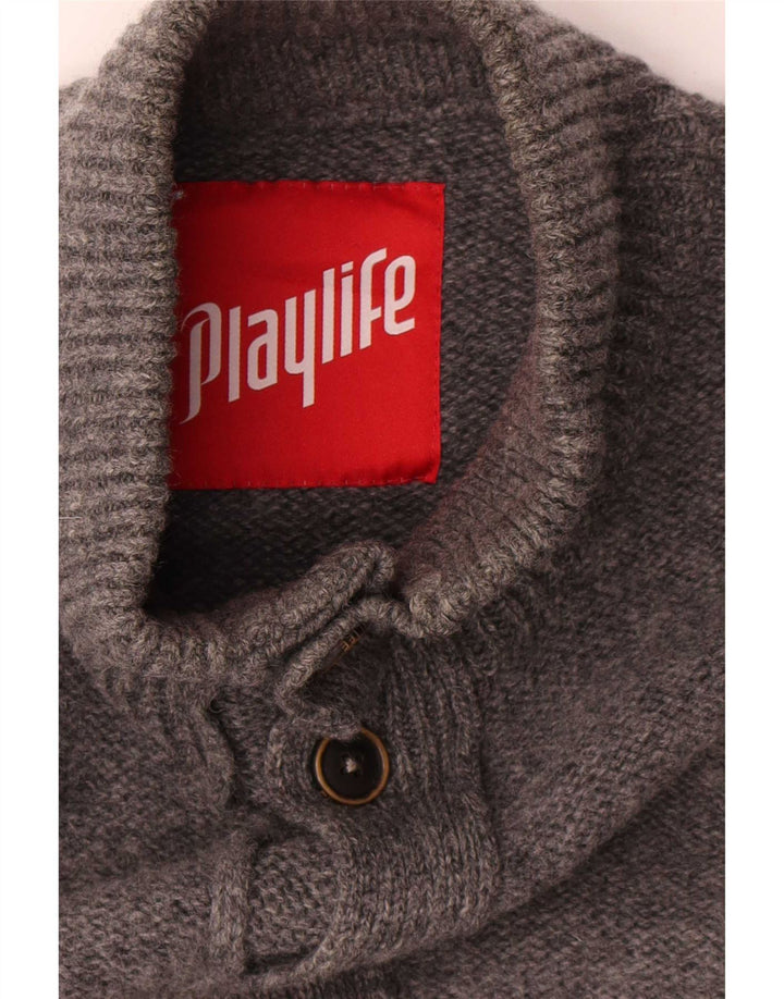 Playlife Pull Cardigan Homme XL Gris Laine