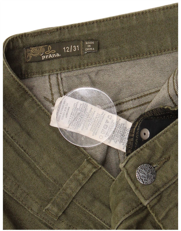 PRANA Short en jean pour femme US 12 Large L34 Kaki Coton