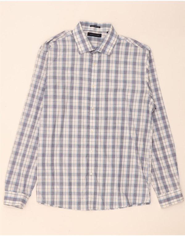 Tommy Hilfiger Chemise Homme Taille 16 1/2 Grand Carreau Bleu