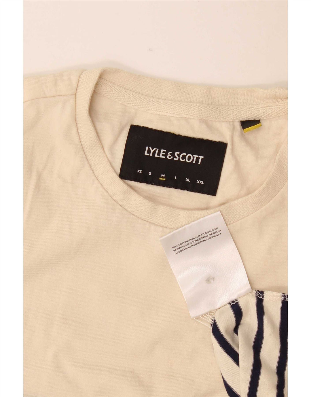Lyle & Scott T-Shirt Top Homme Beige Rayé Coton