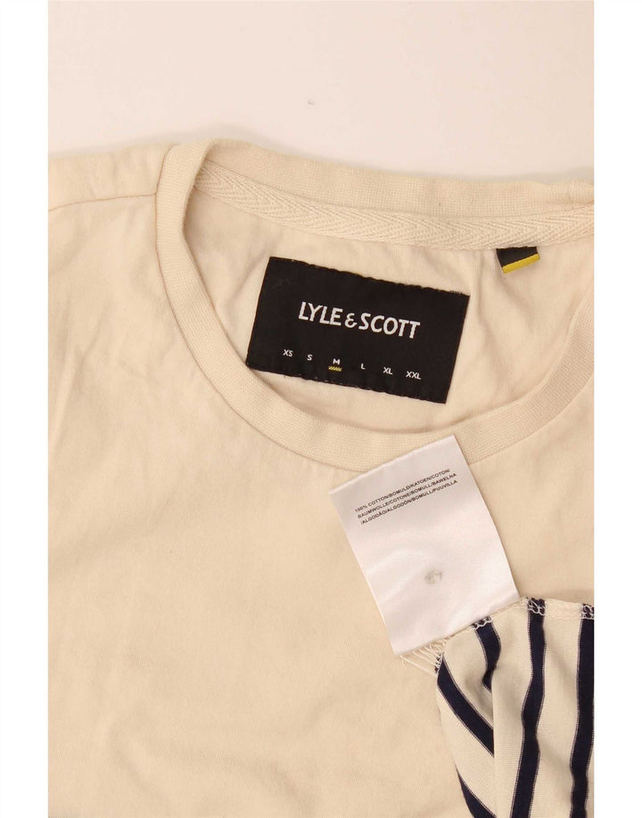 Lyle & Scott T-Shirt Top Homme Beige Rayé Coton