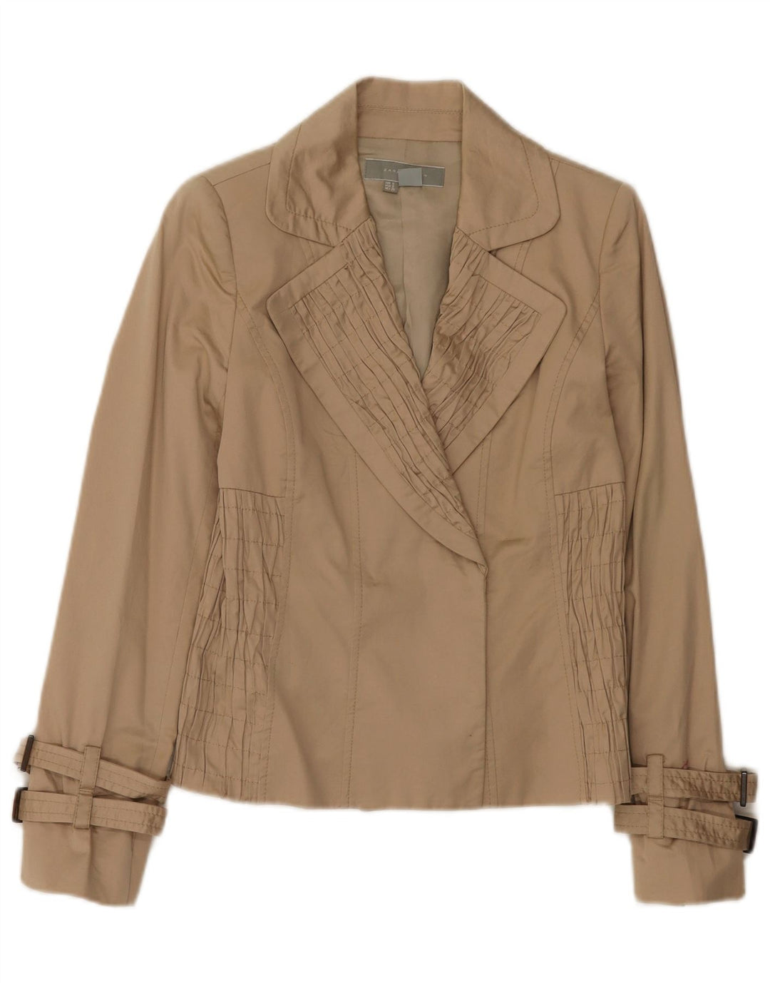 Zara Veste Blazer Ouverte Femme UK 8 Petit Coton Beige