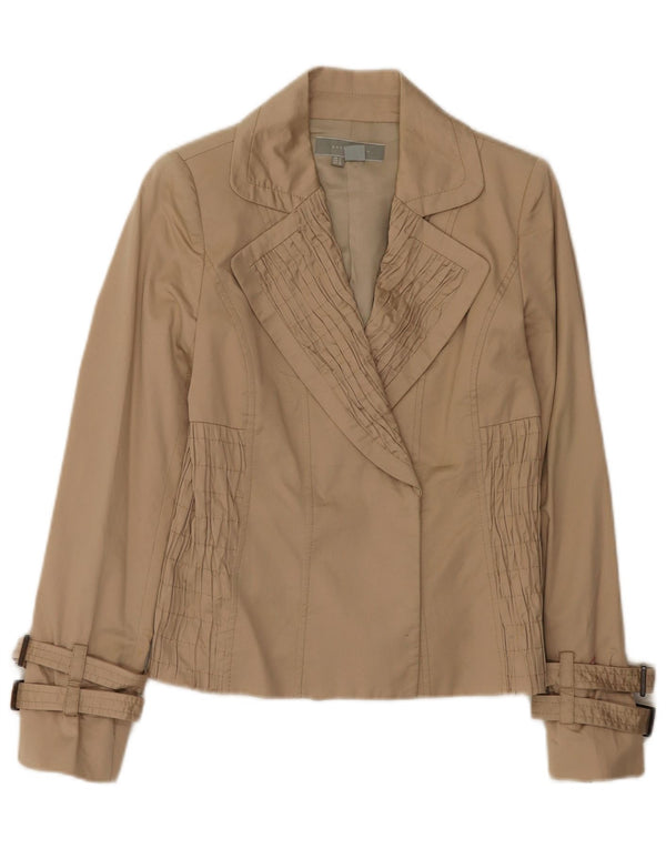 Zara Veste Blazer Ouverte Femme UK 8 Petit Coton Beige