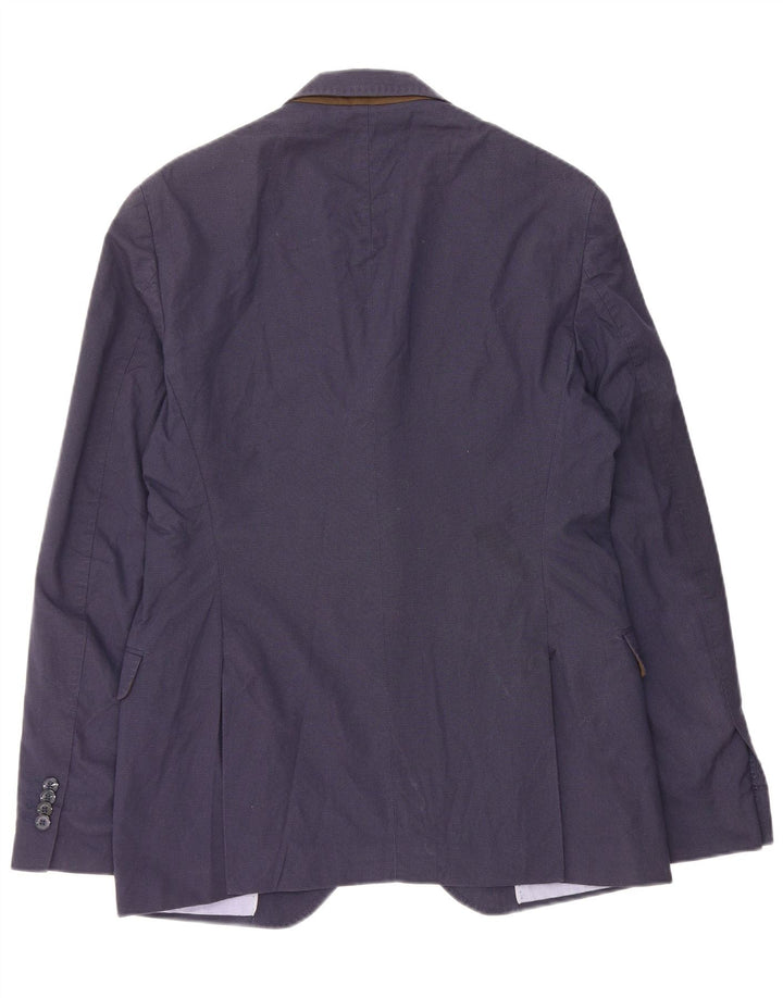 Massimo Dutti Veste Blazer 2 Boutons pour Homme EU 52 Large Bleu Marine Pied-de-Poule