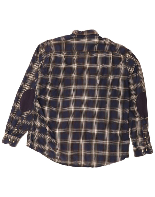 Lacoste Chemise Homme Taille 46 2XL Bleu Marine Check Coton