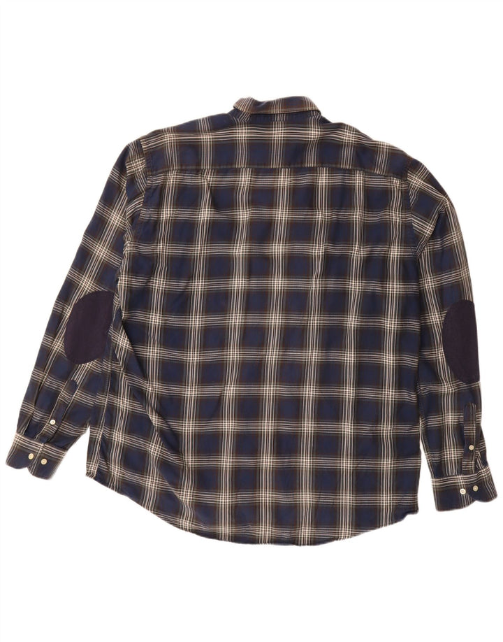 Lacoste Chemise Homme Taille 46 2XL Bleu Marine Check Coton