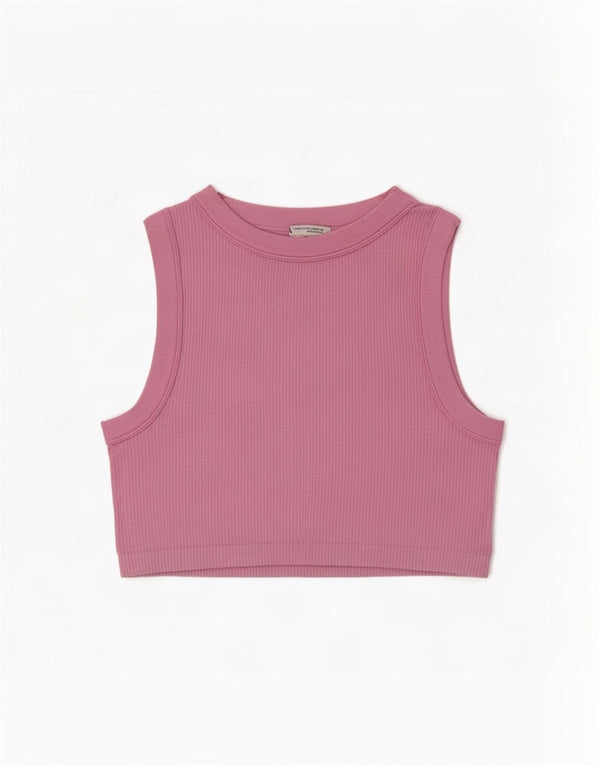 Zara Womens Crop Débardeur UK 12 Rose Moyen