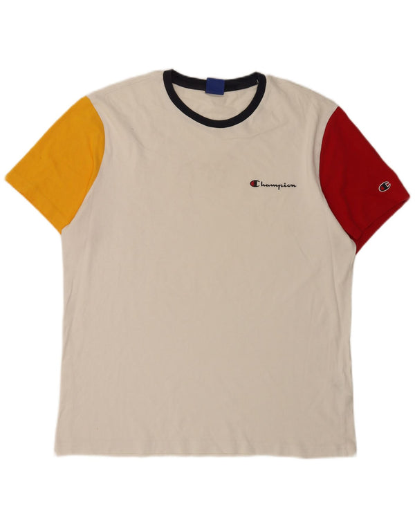 Champion T-Shirt Homme Top 2XL Blanc Colorblock Coton