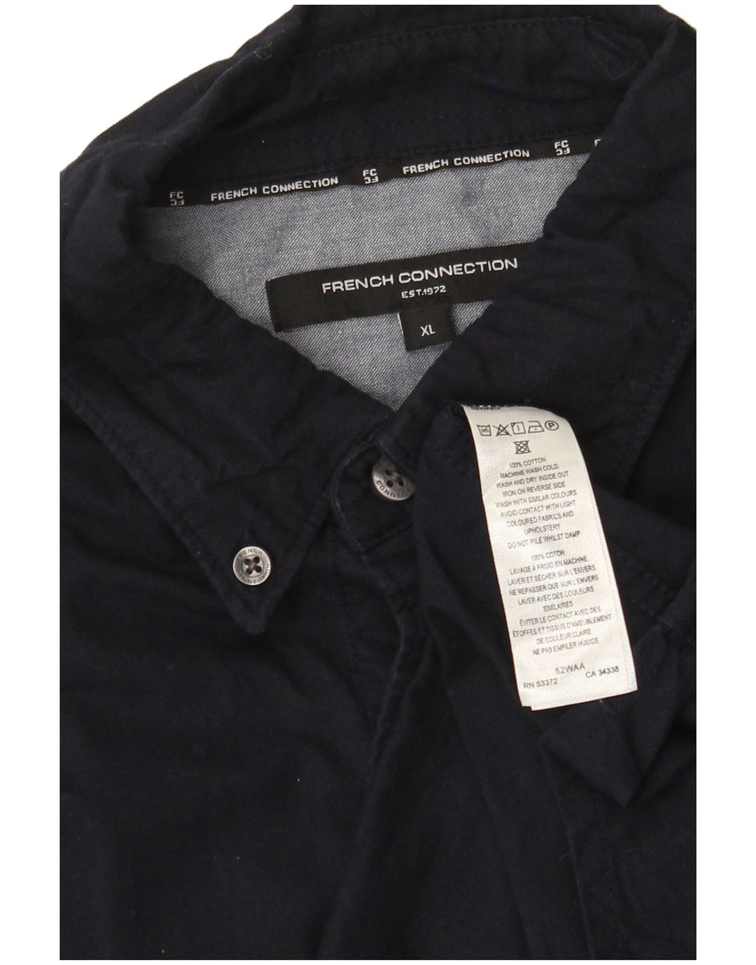 French Connection Chemise Homme XL Bleu Marine Coton