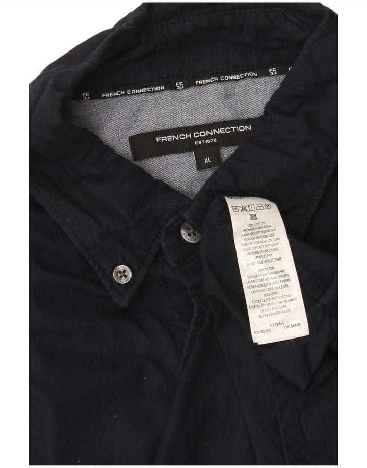 French Connection Chemise Homme XL Bleu Marine Coton