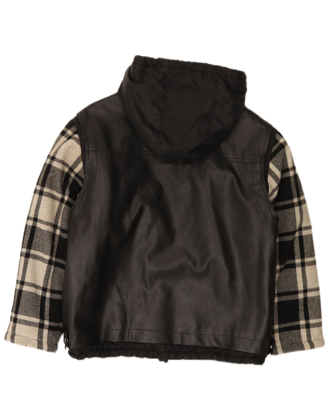 Manteau coupe-vent à capuche vintage pour garçons 11-12 ans, carreaux noirs en polyvinyle