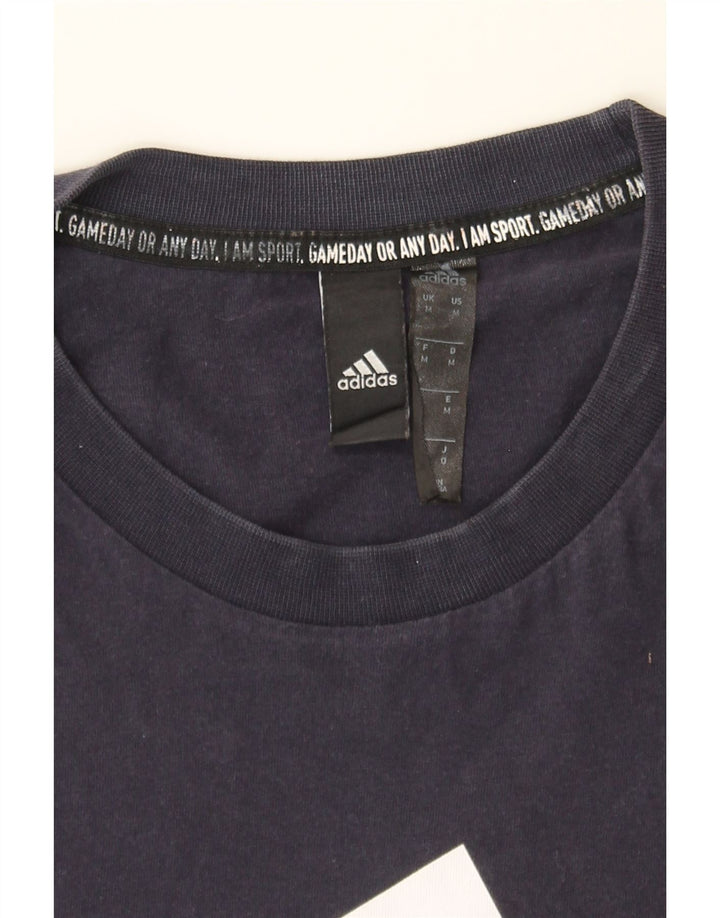 ADIDAS Mens Graphic T-Shirt Top Medium Navy Blue Cotton Vintage Adidas and Second-Hand Adidas from Messina Hembry 