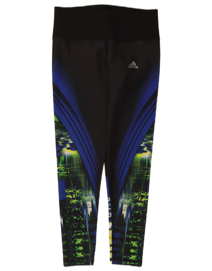 Adidas Climalite Abstract Pattern Leggings UK 8/10 Petit Noir
