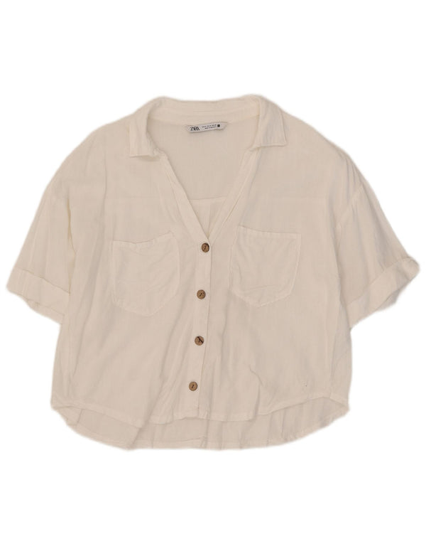 Zara Chemise surdimensionnée pour femme UK 14 Blanc moyen