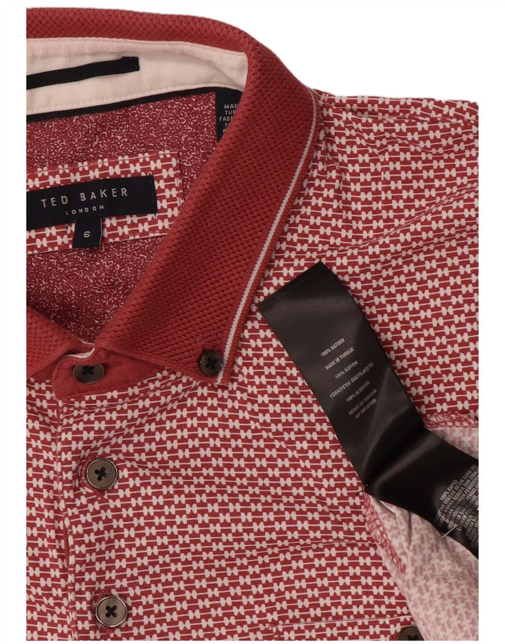 Ted Baker Polo à motif abstrait pour homme Taille 6 2XL Rouge Coton