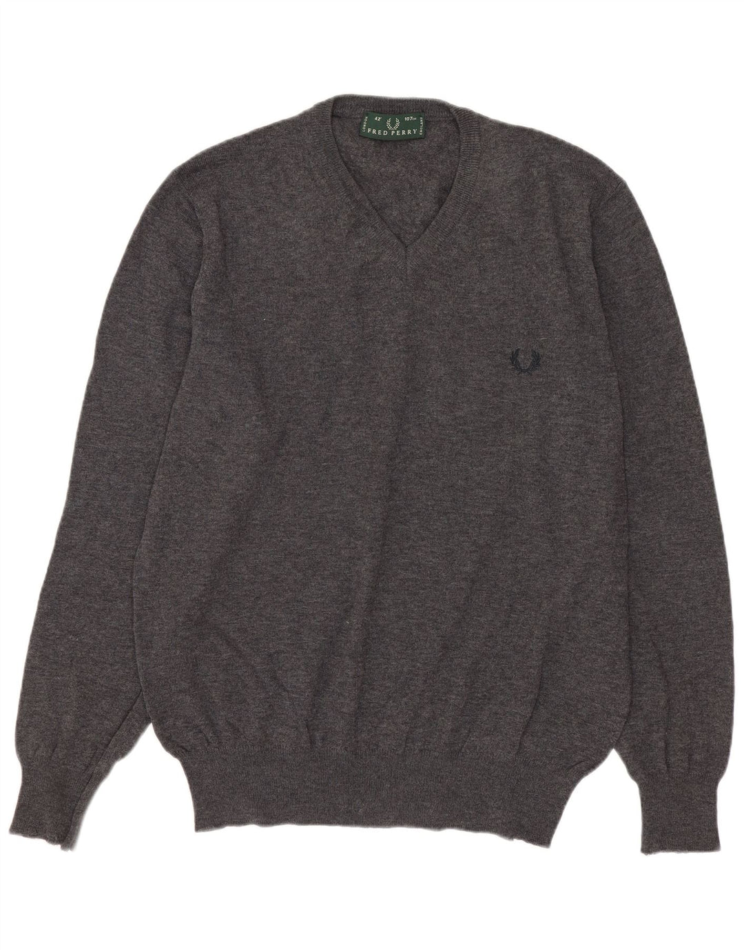 Fred Perry Pull Col V Homme Gris Moyen Laine