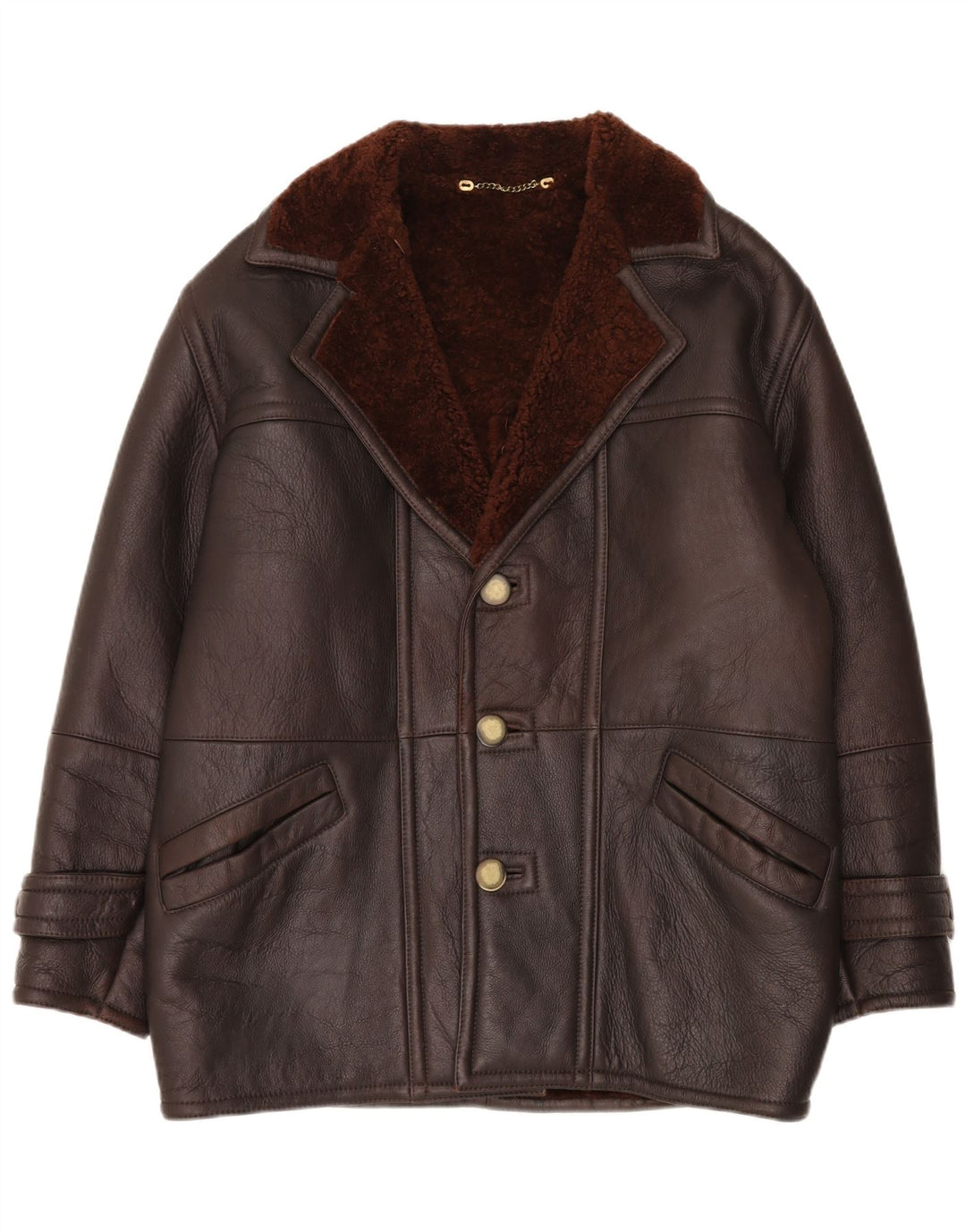 veste en peau de mouton coupe ample vintage pour homme IT 48 peau de mouton marron moyen