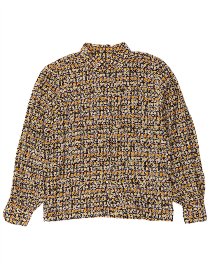 vintage Womens Abstract Pattern Shirt UK 14 Grand Multicolore