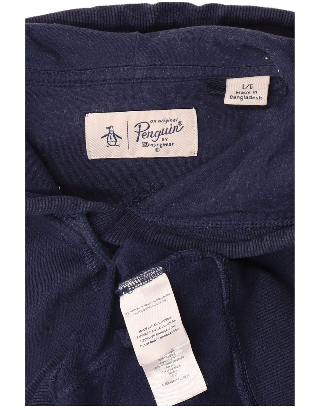 PENGUIN Pull à capuche pour homme en coton bleu marine Taille L