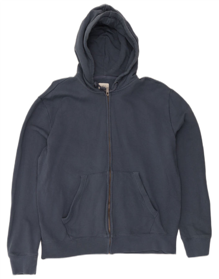 Marks & Spencer Pull à capuche zippé pour homme en coton bleu marine moyen