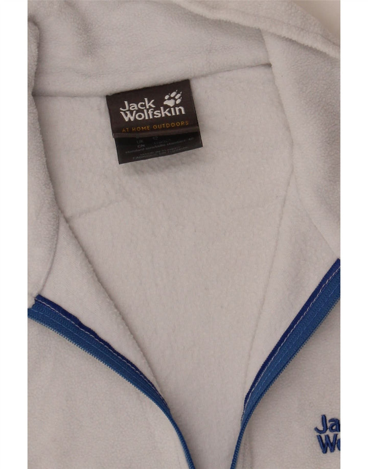 JACK WOLFSKIN Womens Zip Neck Fleece Jumper UK 14 Medium White Polyester Vintage Jack Wolfskin and Second-Hand Jack Wolfskin from Messina Hembry 