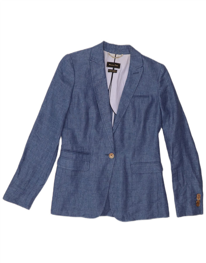 Massimo Dutti Veste Blazer 1 Bouton Femme EU 36 XS Bleu
